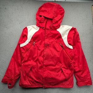 Oakley 2009 Red White Snowboarding Ski Jacket Full Zip Medium Loose Fit Hooded